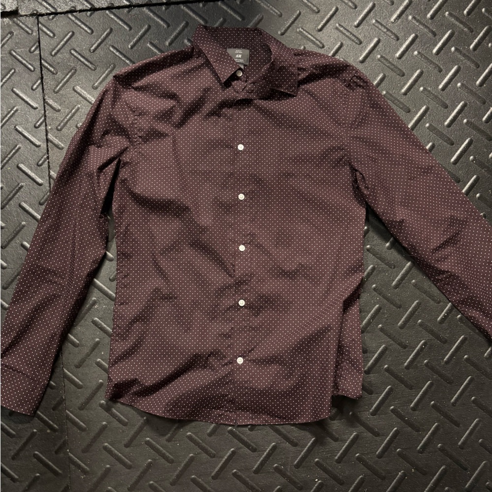 H&M Burgandy Polka Dot Shirt
